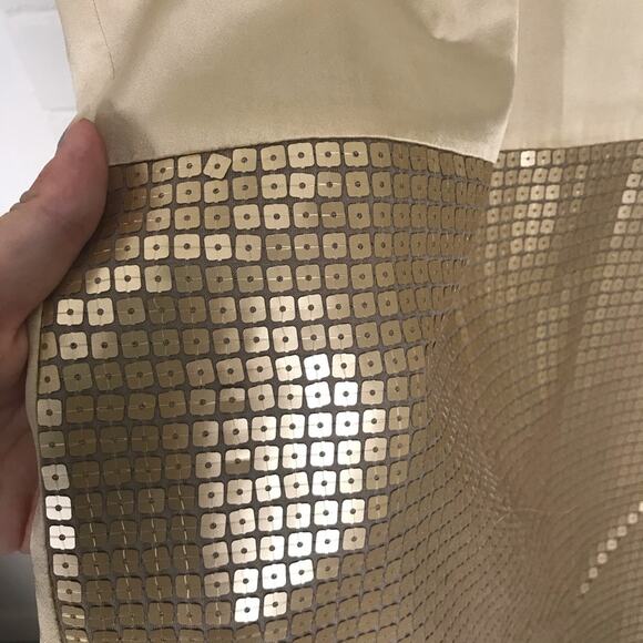 W by Worth Champagne Shimmer Sequin Sheath Dress Size 2 - Picture 4 of 10